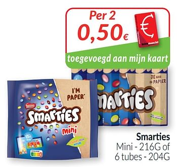 Promoties Smarties mini of 6 tubes - Nestlé - Geldig van 01/06/2021 tot 30/06/2021 bij Intermarche