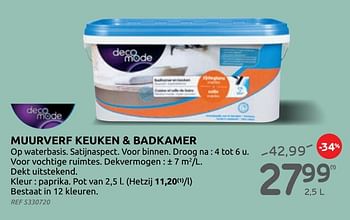 Promotions Muurverf keuken + badkamer - DecoMode - Valide de 02/06/2021 à 21/06/2021 chez BricoPlanit