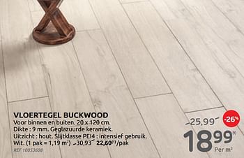 Promotions Vloertegel buckwood - Produit maison - BricoPlanit - Valide de 02/06/2021 à 21/06/2021 chez BricoPlanit