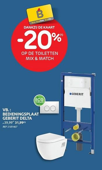 Promoties Bedieningsplaat geberit delta - Geberit - Geldig van 02/06/2021 tot 21/06/2021 bij BricoPlanit