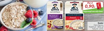 Promoties Quaker oats express multifruit of naturel - Quaker - Geldig van 01/06/2021 tot 30/06/2021 bij Intermarche