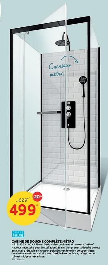 Promotions Cabine de douche complète métro - Aurlane - Valide de 02/06/2021 à 21/06/2021 chez BricoPlanit