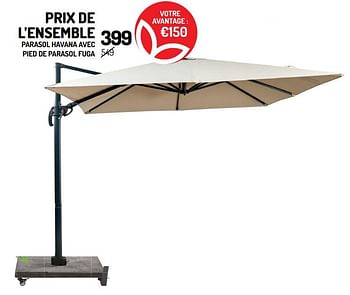 Promotions Parasol havana avec pied de parasol fuga - Produit Maison - Oh'Green - Valide de 26/05/2021 à 06/06/2021 chez Oh'Green