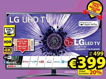 Promoties Lg led tv 43un74006lb - LG - Geldig van 02/06/2021 tot 09/06/2021 bij ElectroStock