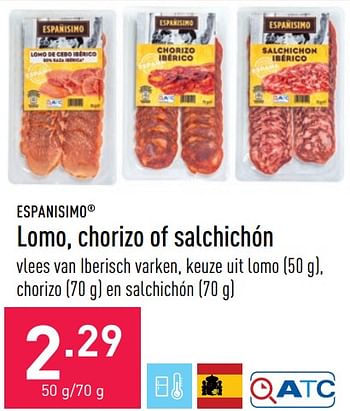 Promotions Lomo, chorizo of salchichón - Españisimo - Valide de 07/06/2021 à 18/06/2021 chez Aldi