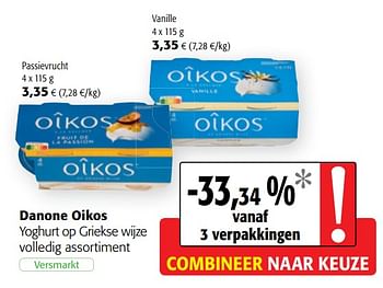 Promoties Danone oikos yoghurt op griekse wijze volledig assortiment - Danone - Geldig van 02/06/2021 tot 15/06/2021 bij Colruyt
