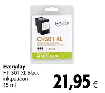Promotions Everyday hp 301 xl black inktpatroon - Everyday - Valide de 02/06/2021 à 15/06/2021 chez Colruyt