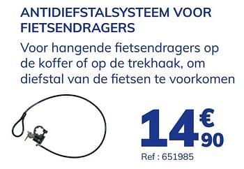 Promoties Antidiefstalsysteem voor fietsendragers - Huismerk - Auto 5  - Geldig van 02/06/2021 tot 31/08/2021 bij Auto 5
