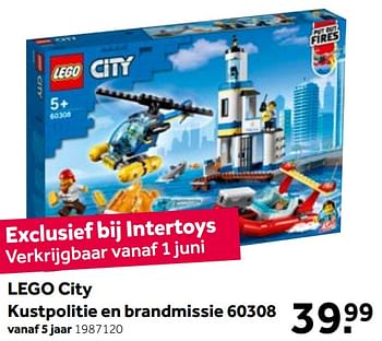 Promotions Lego city kustpolitie en brandmissie 60308 - Lego - Valide de 01/06/2021 à 20/06/2021 chez Intertoys