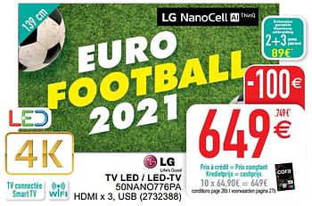 Promoties Lg tv led - led-tv 50nano776pa - LG - Geldig van 08/06/2021 tot 21/06/2021 bij Cora