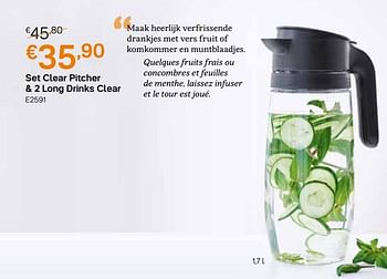 Promoties Set clear pitcher + 2 long drinks clear - Huismerk - Tupperware - Geldig van 31/05/2021 tot 27/06/2021 bij Tupperware