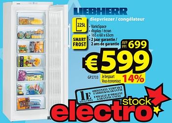 Promoties Liebherr diepvriezer - congélateur gp2733 - Liebherr - Geldig van 09/06/2021 tot 16/06/2021 bij ElectroStock