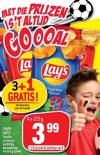 Promoties Chips lay`s - Lay's - Geldig van 09/06/2021 tot 15/06/2021 bij Match