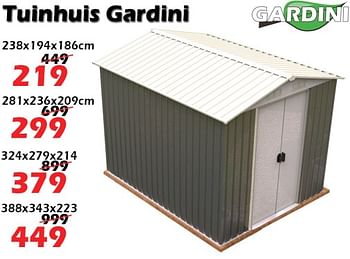 Promotions Tuinhuis gardini - Gardini - Valide de 27/05/2021 à 20/06/2021 chez Itek