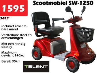 Promoties Scootmobiel sw-1250 - Talent - Geldig van 27/05/2021 tot 20/06/2021 bij Itek