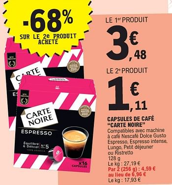 Promo Dosettes de café Carte noire chez E.Leclerc