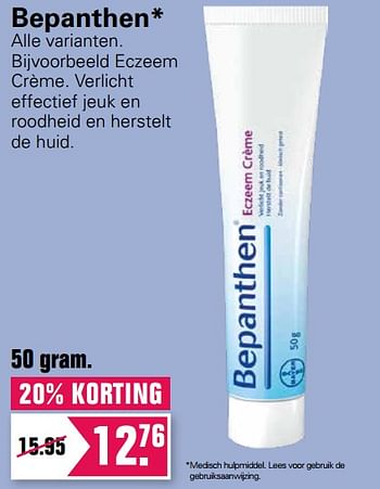 Promoties Eczeem crème - Bepanthen - Geldig van 02/06/2021 tot 19/06/2021 bij De Online Drogist