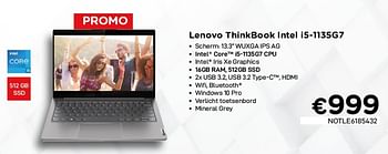 Promoties Lenovo thinkbook intel i5-1135g7 - Lenovo - Geldig van 03/06/2021 tot 30/06/2021 bij Compudeals