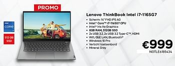 Promoties Lenovo thinkbook intel i7-1165g7 - Lenovo - Geldig van 03/06/2021 tot 30/06/2021 bij Compudeals