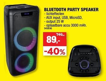 Promoties Bluetooth party speaker - Merk onbekend - Geldig van 09/06/2021 tot 20/06/2021 bij Hubo