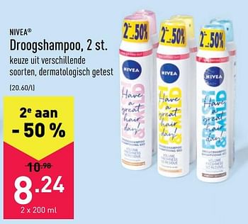 Promoties Droogshampoo - Nivea - Geldig van 16/06/2021 tot 25/06/2021 bij Aldi