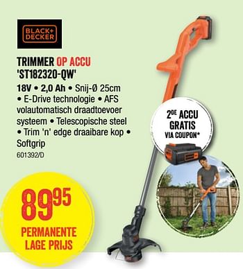 Promoties Black + decker trimmer op accu st182320-qw - Black & Decker - Geldig van 03/06/2021 tot 20/06/2021 bij HandyHome
