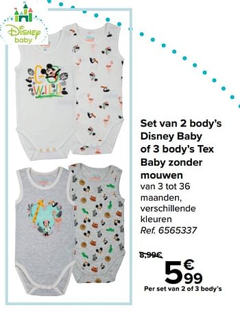 Huismerk Carrefour Set Van 2 Body S Disney Baby Of 3 Body S Tex Baby Zonder Mouwen Promotie Bij Carrefour