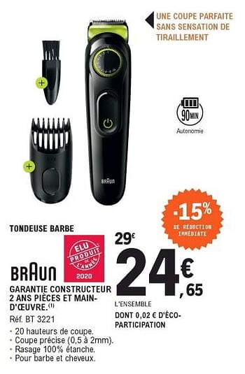 Braun BT3221 Tondeuse barbe et cheveux