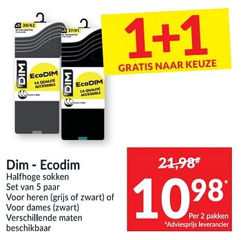 Promoties Dim - ecodim halfhoge sokken - Dim - Geldig van 15/06/2021 tot 20/06/2021 bij Intermarche