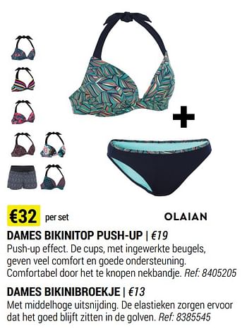 Promoties Dames bikinitop push-up + dames bikinibroekje - Olaian - Geldig van 09/06/2021 tot 30/06/2021 bij Decathlon