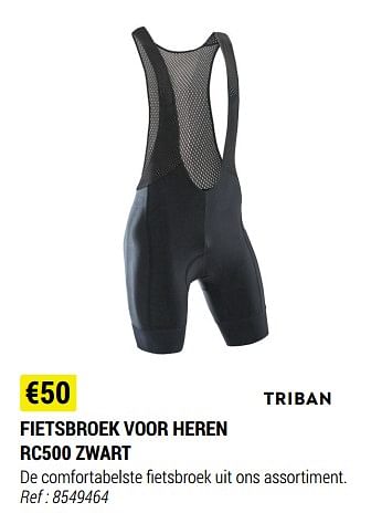 Promotions Fietsbroek voor heren rc500 zwart - Triban - Valide de 09/06/2021 à 30/06/2021 chez Decathlon
