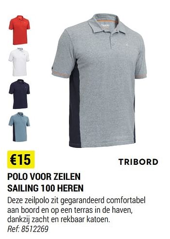 Promoties Polo voor zeilen sailing 100 heren - Tribord - Geldig van 09/06/2021 tot 30/06/2021 bij Decathlon