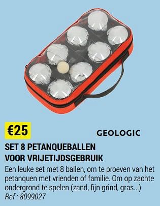 Promoties Set 8 petanqueballen voor vrijetijdsgebruik - Geologic - Geldig van 09/06/2021 tot 30/06/2021 bij Decathlon