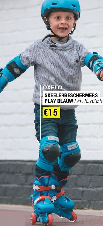 Promoties Skeelerbeschermers play blauw - Oxelo - Geldig van 09/06/2021 tot 30/06/2021 bij Decathlon