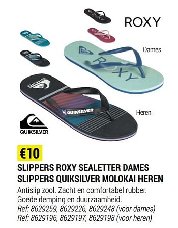 Promoties Slippers roxy sealetter dames slippers quiksilver molokai heren - Roxy - Geldig van 09/06/2021 tot 30/06/2021 bij Decathlon