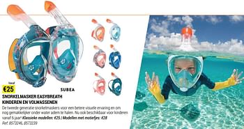 Promoties Snorkelmasker easybreath kinderen en volwassenen - Subea - Geldig van 09/06/2021 tot 30/06/2021 bij Decathlon