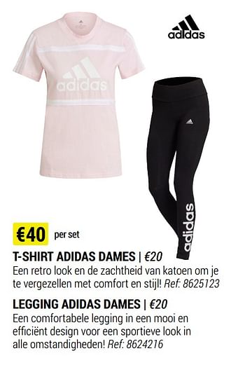Promoties T-shirt adidas dames + legging adidas dames - Adidas - Geldig van 09/06/2021 tot 30/06/2021 bij Decathlon