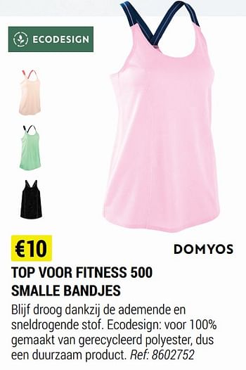 Promoties Top voor fitness 500 smalle bandjes - Domyos - Geldig van 09/06/2021 tot 30/06/2021 bij Decathlon