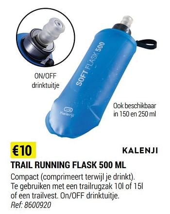 Promoties Trail running flask - Kalenji - Geldig van 09/06/2021 tot 30/06/2021 bij Decathlon