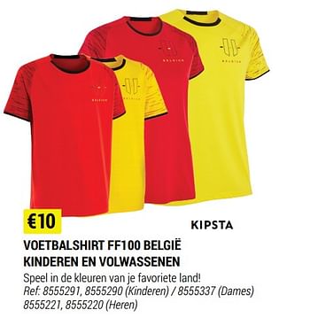 Promoties Voetbalshirt ff100 belgië kinderen en volwassenen - Kipsta - Geldig van 09/06/2021 tot 30/06/2021 bij Decathlon