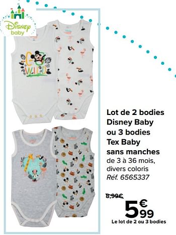 Produit Maison Carrefour Lot De 2 Bodies Disney Baby Ou 3 Bodies Tex Baby Sans Manches En Promotion Chez Carrefour