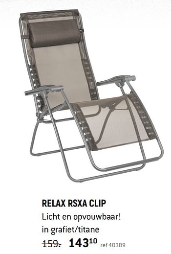 Promotions Relax rsxa clip - Lafuma - Valide de 07/06/2021 à 30/09/2021 chez Unikamp