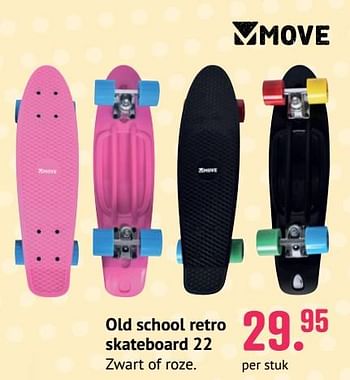 Promoties Old school retro skateboard 22 zwart of roze - Move - Geldig van 10/06/2021 tot 31/07/2021 bij Unikamp