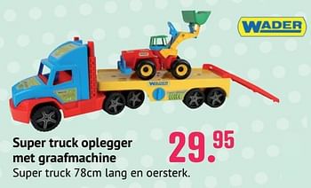 Promoties Super truck oplegger met graafmachine - Wader - Geldig van 10/06/2021 tot 31/07/2021 bij Unikamp