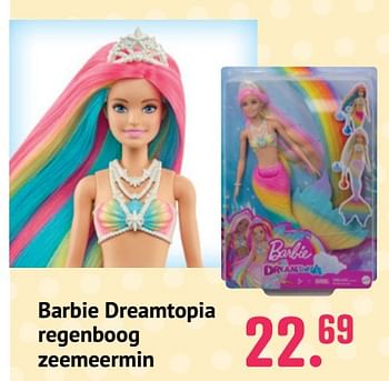 Promotions Barbie dreamtopia regenboog zeemeermin - Mattel - Valide de 10/06/2021 à 31/07/2021 chez Unikamp