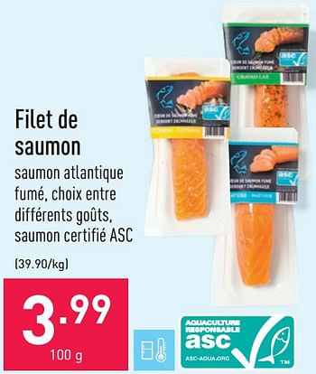 Promotions Filet de saumon - Produit maison - Aldi - Valide de 18/06/2021 à 25/06/2021 chez Aldi