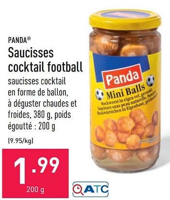 Promotions Saucisses cocktail football - Panda - Valide de 18/06/2021 à 25/06/2021 chez Aldi