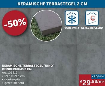 Promoties Keramische terrastegel nino donkergrijs 2 cm - Huismerk - Zelfbouwmarkt - Geldig van 22/06/2021 tot 19/07/2021 bij Zelfbouwmarkt