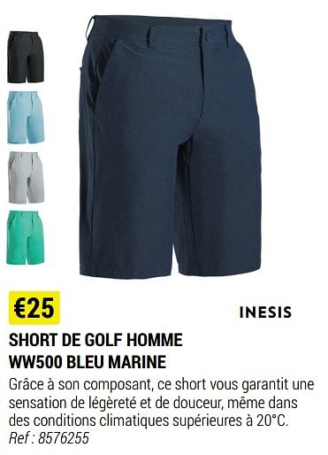 Inesis Short de golf homme ww500 bleu marine En promotion chez