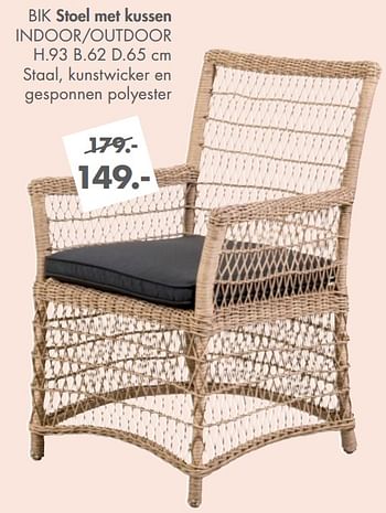Promoties Bik stoel met kussen indoor-outdoor - Huismerk - Casa - Geldig van 12/06/2021 tot 01/08/2021 bij Casa